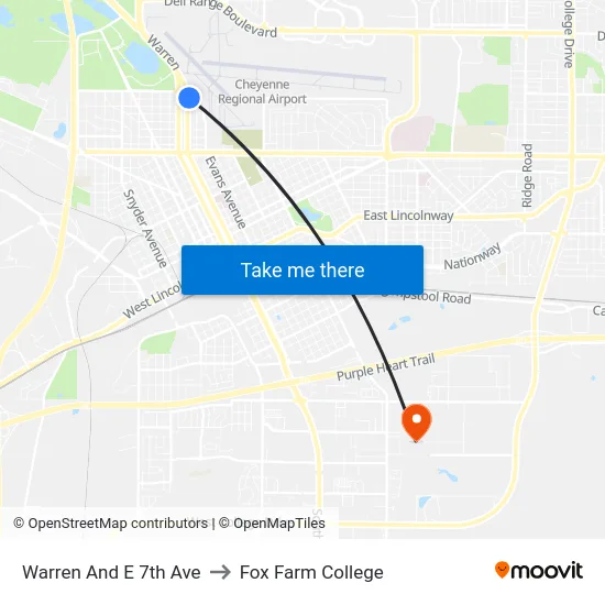 Warren And E 7th Ave to Fox Farm College map