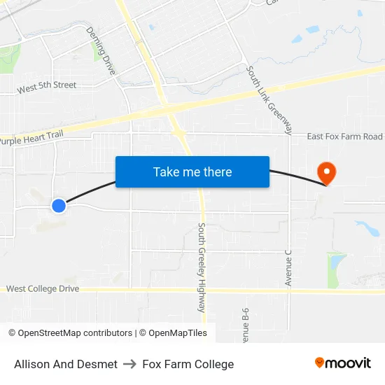 Allison And Desmet to Fox Farm College map