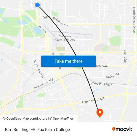 Blm Building to Fox Farm College map