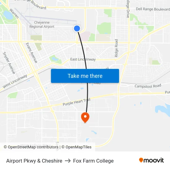 Airport Pkwy & Cheshire to Fox Farm College map