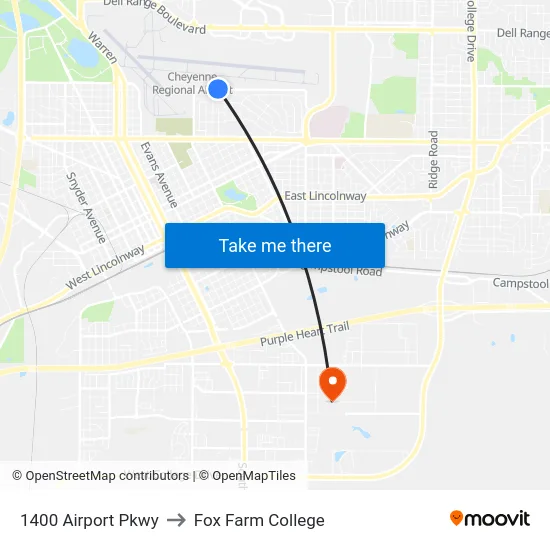 1400 Airport Pkwy to Fox Farm College map