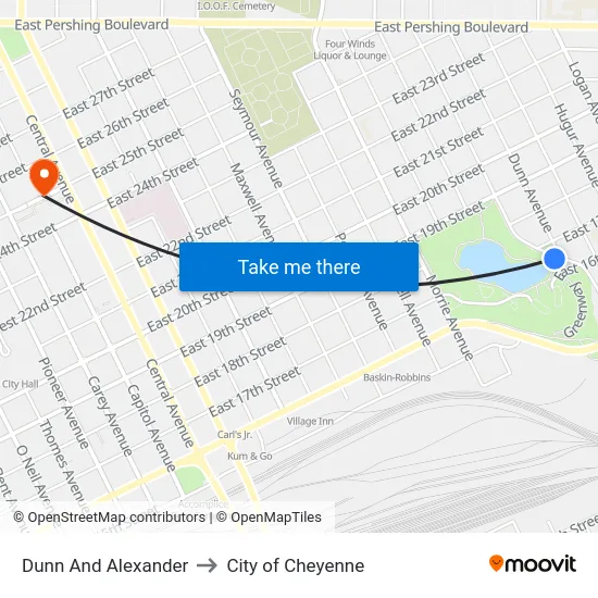 Dunn And Alexander to City of Cheyenne map