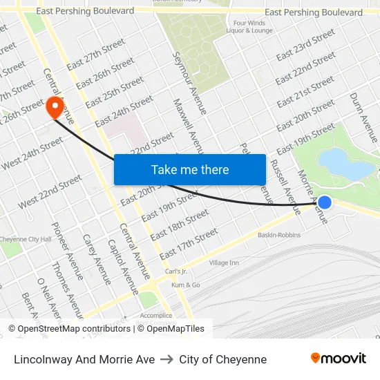 Lincolnway And Morrie Ave to City of Cheyenne map
