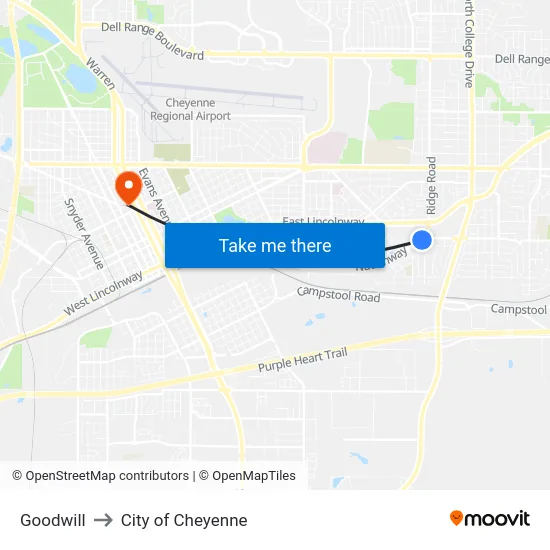 Goodwill to City of Cheyenne map