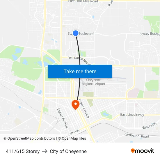 411/615 Storey to City of Cheyenne map