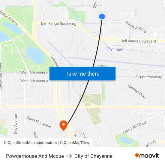 Powderhouse And Mccue to City of Cheyenne map