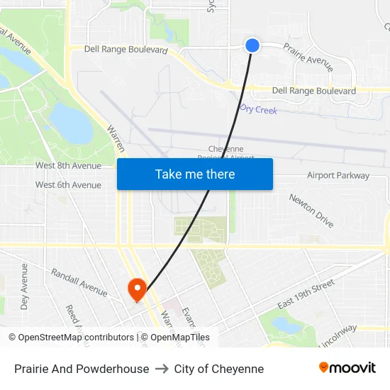 Prairie And Powderhouse to City of Cheyenne map