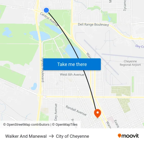 Walker And Manewal to City of Cheyenne map