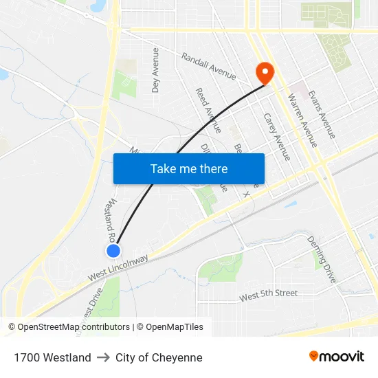 1700 Westland to City of Cheyenne map