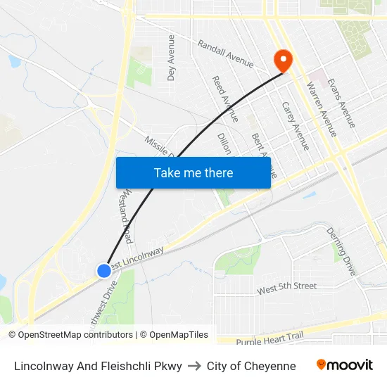 Lincolnway And Fleishchli Pkwy to City of Cheyenne map