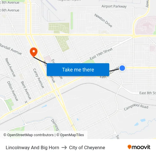 Lincolnway And Big Horn to City of Cheyenne map