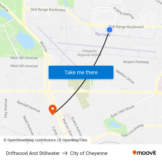 Driftwood And Stillwater to City of Cheyenne map