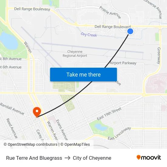 Rue Terre And Bluegrass to City of Cheyenne map