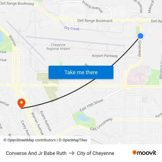 Converse And Jr Babe Ruth to City of Cheyenne map