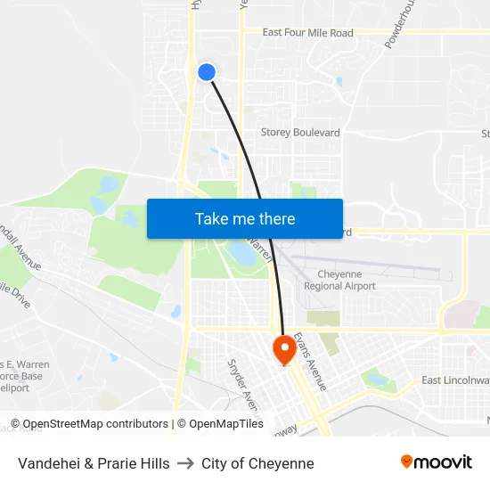 Vandehei & Prarie Hills to City of Cheyenne map