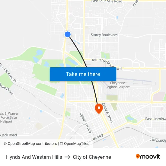 Hynds And Western Hills to City of Cheyenne map
