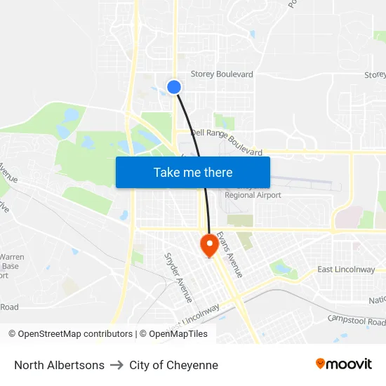 North Albertsons to City of Cheyenne map