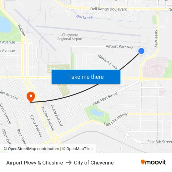 Airport Pkwy & Cheshire to City of Cheyenne map