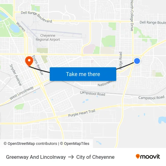 Greenway And Lincolnway to City of Cheyenne map