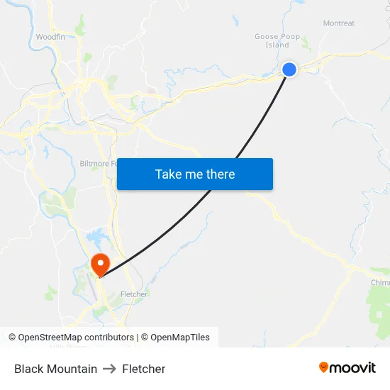 Black Mountain to Fletcher map