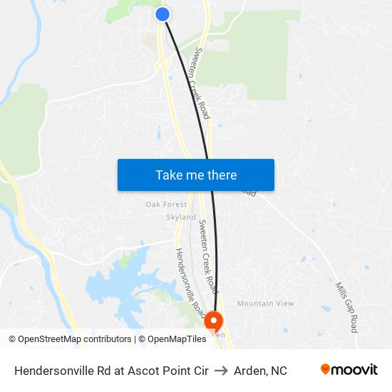 Hendersonville Rd at Ascot Point Cir to Arden, NC map