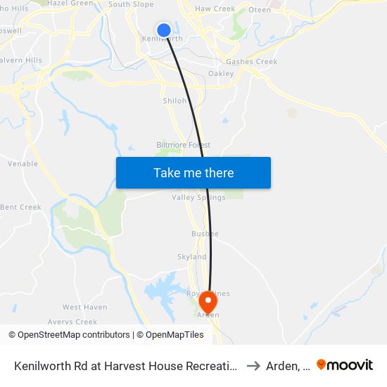 Kenilworth Rd at Harvest House Recreation Center to Arden, NC map