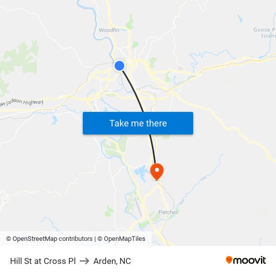 Hill St at Cross Pl to Arden, NC map