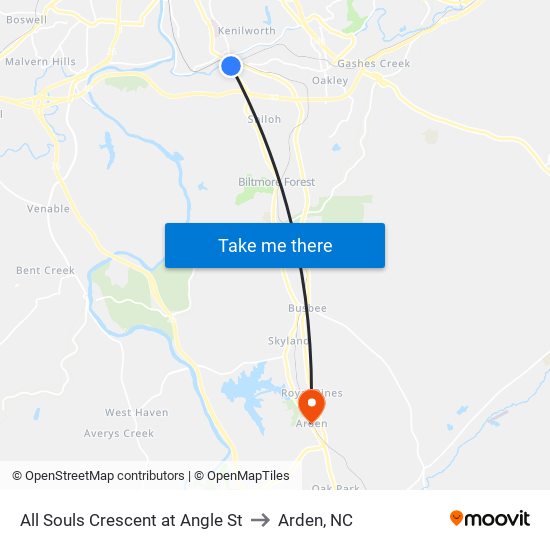 All Souls Crescent at Angle St to Arden, NC map