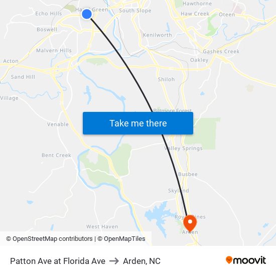 Patton Ave at Florida Ave to Arden, NC map