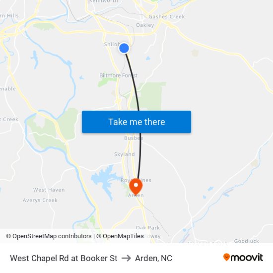 West Chapel Rd at Booker St to Arden, NC map