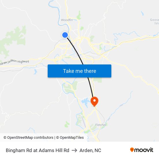 Bingham Rd at Adams Hill Rd to Arden, NC map