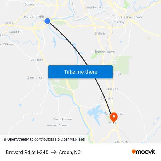 Brevard Rd at I-240 to Arden, NC map