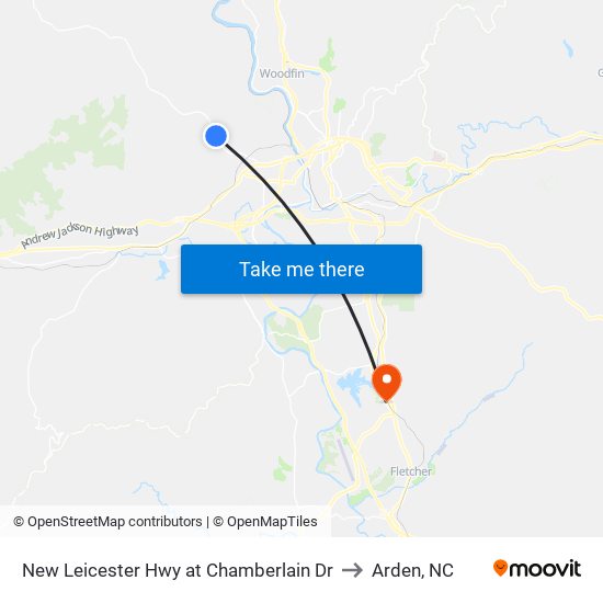 New Leicester Hwy at Chamberlain Dr to Arden, NC map