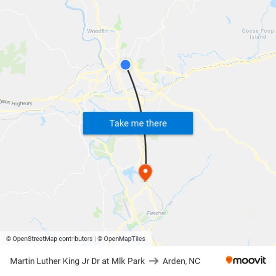 Martin Luther King Jr Dr at Mlk Park to Arden, NC map