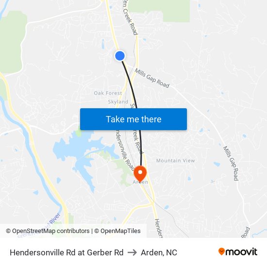 Hendersonville Rd at Gerber Rd to Arden, NC map