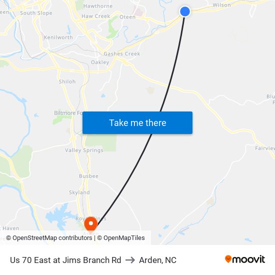 Us 70 East at Jims Branch Rd to Arden, NC map