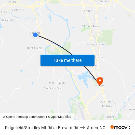 Ridgefield/Stradley Mt Rd at Brevard Rd to Arden, NC map