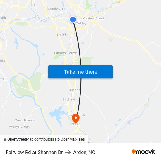 Fairview Rd at Shannon Dr to Arden, NC map