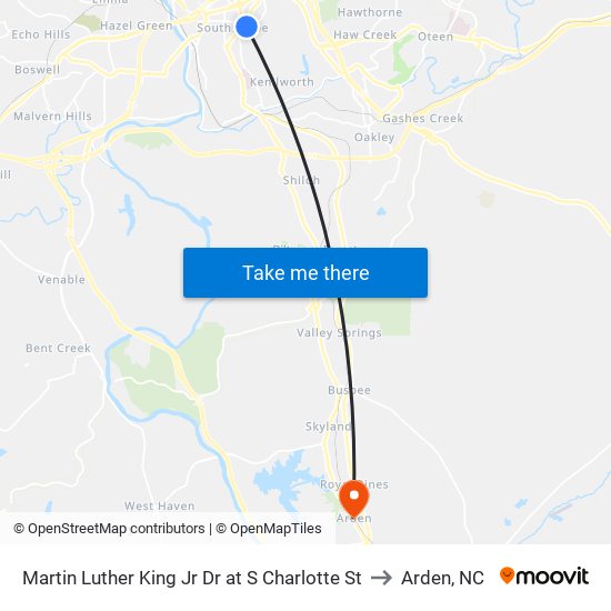 Martin Luther King Jr Dr at S Charlotte St to Arden, NC map