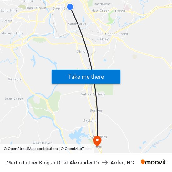 Martin Luther King Jr Dr at Alexander Dr to Arden, NC map