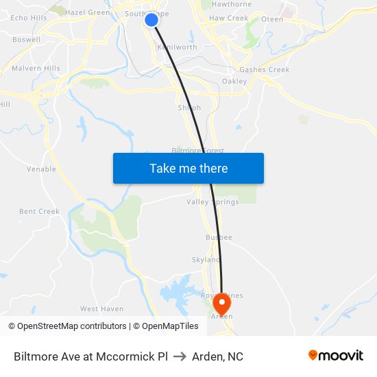 Biltmore Ave at Mccormick Pl to Arden, NC map