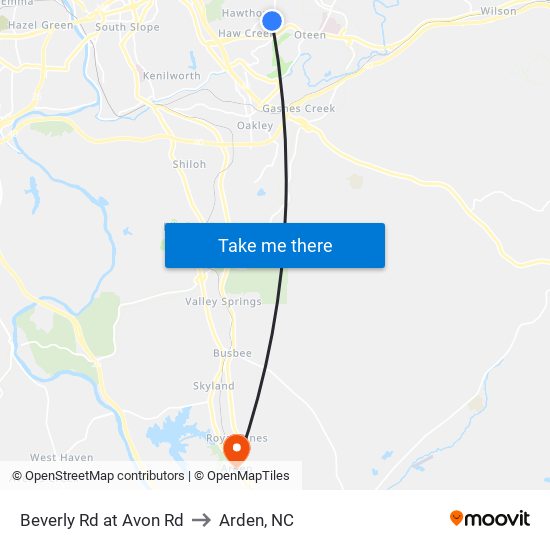 Beverly Rd at Avon Rd to Arden, NC map