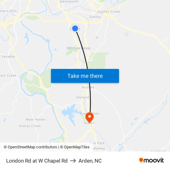 London Rd at W Chapel Rd to Arden, NC map