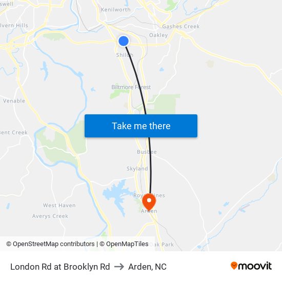 London Rd at Brooklyn Rd to Arden, NC map