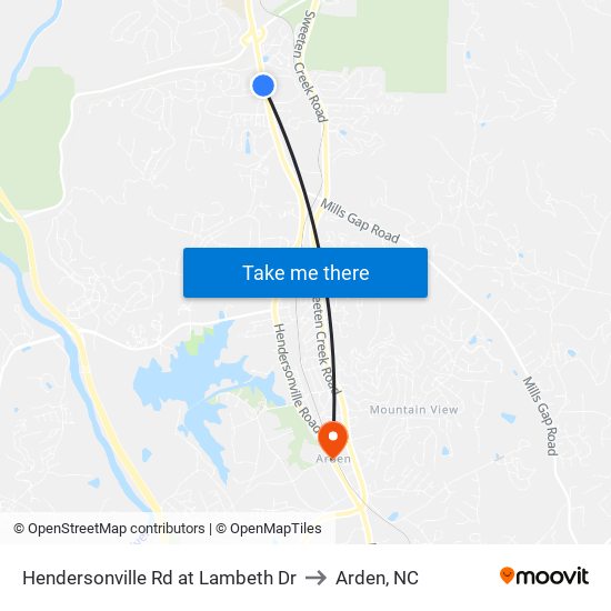Hendersonville Rd at Lambeth Dr to Arden, NC map