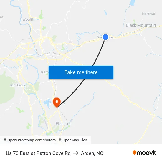Us 70 East at Patton Cove Rd to Arden, NC map
