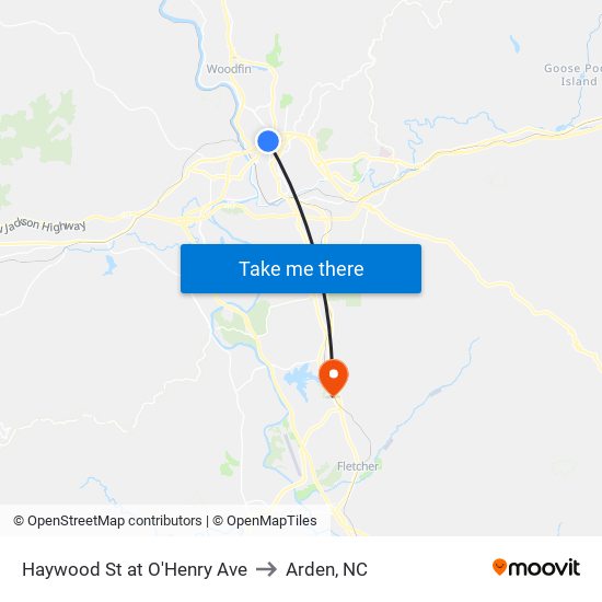 Haywood St at O'Henry Ave to Arden, NC map