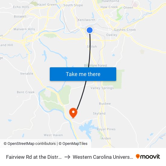 Fairview Rd at the District to Western Carolina University map