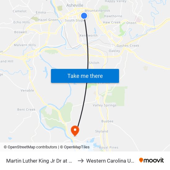 Martin Luther King Jr Dr at Hazzard St to Western Carolina University map