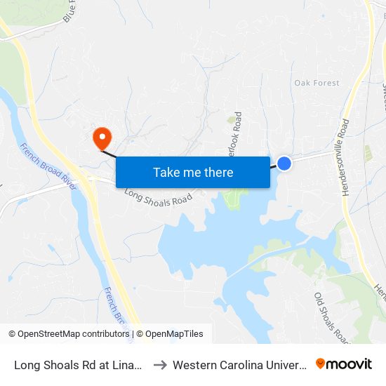 Long Shoals Rd at Linamar to Western Carolina University map